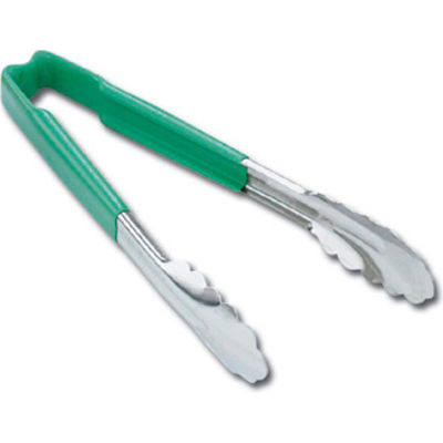 9.5" 1 Piece Utility Tong - Green - Pkg Qty 12