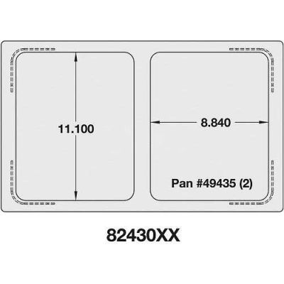 Vollrath, Miramar Cookware Single Size Template, 8243014, Two Small Food Pan, Stainless, Plain Edge