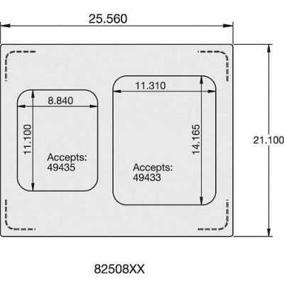 Vollrath® Miramar Cookware Double Size Template 8250814 One Large & One Small Food Pan Edge