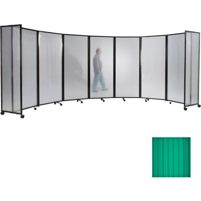 Portable Mobile Room Divider, 5'x14' Polycarbonate, Green