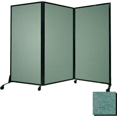 Portable Acoustical Partition Panel, AWRD 80"x8'4" Fabric, With Casters, Blush Green