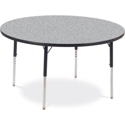 Virco® Activity Table w/ Adjustable Legs - 48" Round - Black Frame/Gray Top