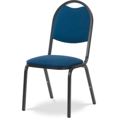 Virco® 8917 Domed Seat Round Back Stacking Chair, Black Frame/Blue Fabric - Pkg Qty 4