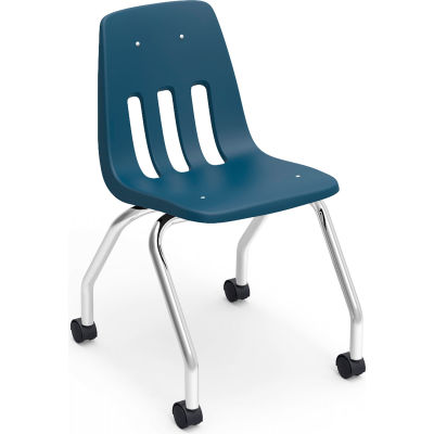 Virco® 9050 Classroom Chair W/ Casters, Blue With Chrome Frame - Pkg Qty 2