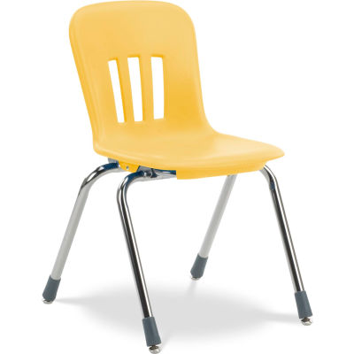 Virco® N916 The Metaphor® Stacking Chair 16", Yellow With Chrome - Pkg Qty 4