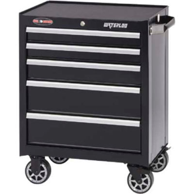 Waterloo WCA-265BK Waterloo Series 26-1/2"W X 18"D X 34-1/2"H 5 Drawer Black Roller Cabinet