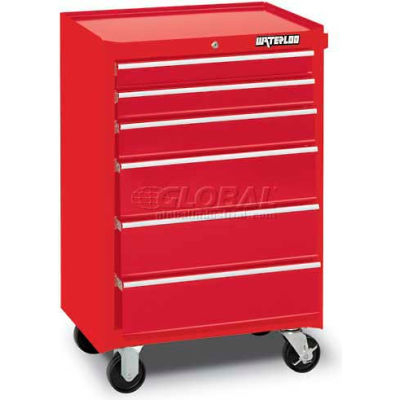 Waterloo WCA-266RD Waterloo Series 26-1/2"W X 18"D X 40-3/4"H 6 Drawer Red Roller Cabinet