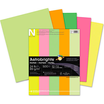 Neenah Paper Astrobrights Colored Paper 20270, 8-1/2" x 11", Neon Assorted, 500 Sheets/Ream
