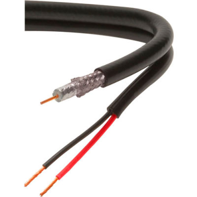 Wavenet H59+182BCRBK2-SM, RG59/U Siamese Coaxial Cable, 1000 Ft Black