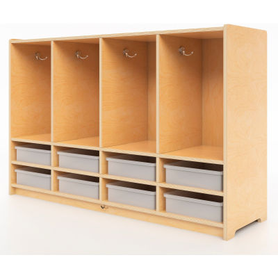 Whitney Brothers Toddler 8-Section Coat Locker with Trays - Natural