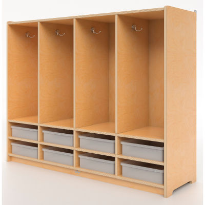 Whitney Brothers Preschool 8-Section Coat Locker with Trays - Natural