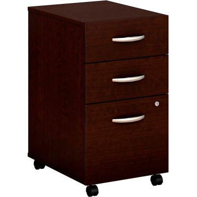Bush Furniture 3 Drawer Mobile Pedestal (Assembled) - Mocha Cherry - Series C