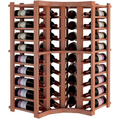 Individual Bottle Wine Rack - Curved Corner, 4 ft high - Mahogany, All-Heart Redwood