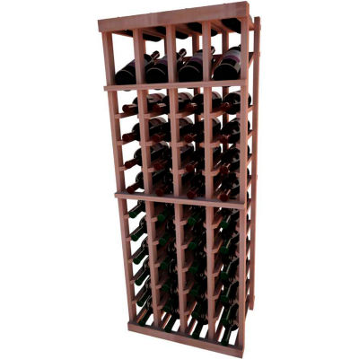 Individual Bottle Wine Rack - 4 Column W/Top Display, 4 ft high - Mahogany, All-Heart Redwood