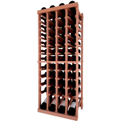 Individual Bottle Wine Rack - 4 Column W/Lower Display, 4 ft high - Mahogany, All-Heart Redwood