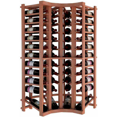 Individual Bottle Wine Rack - Curved Corner W/Lower Display, 4 ft high - Light, All-Heart Redwood