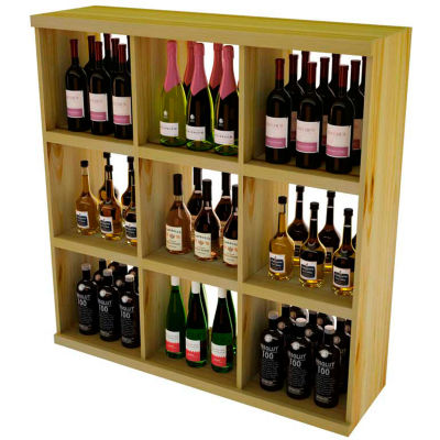 Bulk Storage, Stackable Wine Bottle Shelf, 9-Opening 4 Ft high - Walnut, Pine