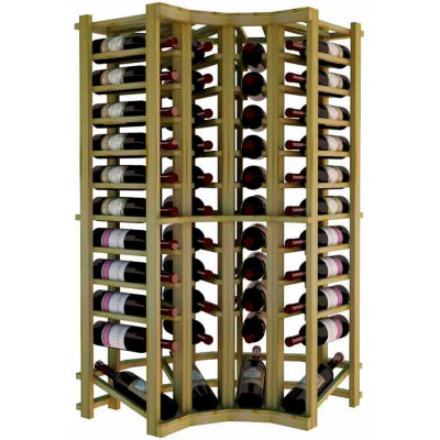Individual Bottle Wine Rack - Curved Corner W/Lower Display, 4 ft high - Walnut, Pine