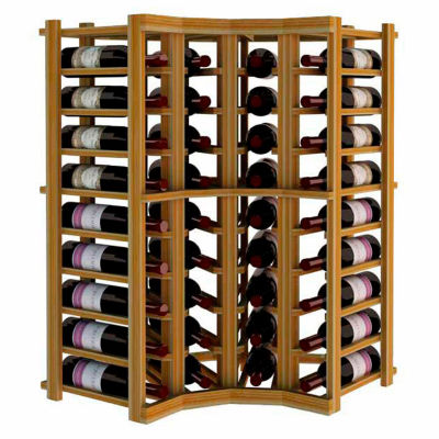 Individual Bottle Wine Rack - Curved Corner, 4 ft high - Walnut, Redwood