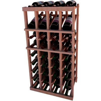 Individual Bottle Wine Rack - 4 Column W/Top Display, 3 ft high - Light, All-Heart Redwood