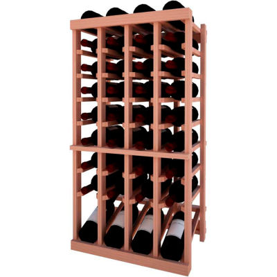 Individual Bottle Wine Rack - 4 Column W/Lower Display, 3 ft high - Light, All-Heart Redwood
