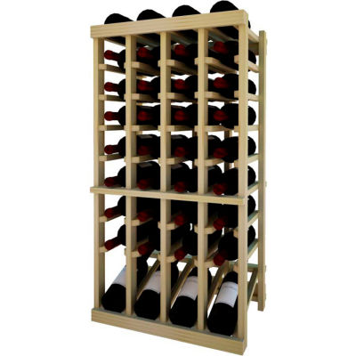 Individual Bottle Wine Rack - 4 Column W/Lower Display, 3 ft high - Light, Pine