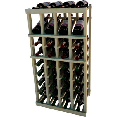 Individual Bottle Wine Rack - 4 Column W/Top Display, 3 ft high - Black, Pine