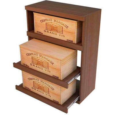 Bulk Storage, Pull Out Wine Bottle Cradle, 3-Drawer 3 Ft high - Unstained Mahogany