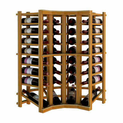 Individual Bottle Wine Rack - Curved Corner W/Lower Display, 3 ft high - Black, Redwood