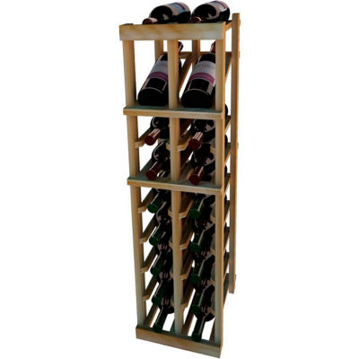 Individual Bottle Wine Rack - 2 Column W/Top Display, 3 ft high - Black, Redwood