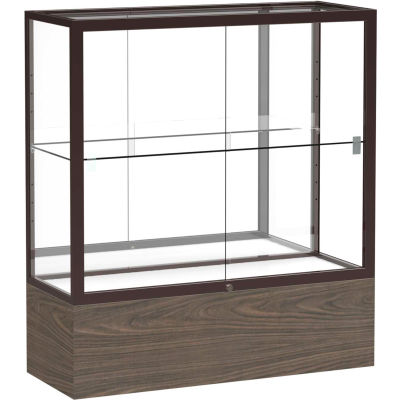 Reliant Counter Case, Mirror Back, Dark Bronze Frame, Walnut Vinyl Base, 36"L x 40"H x 14"D