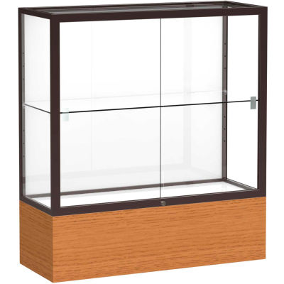 Reliant Counter Case, White Back, Dark Bronze Frame, Carmel Oak Base, 36"L x 40"H x 14"D