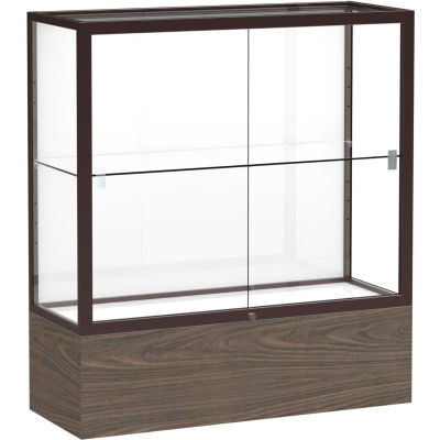 Reliant Counter Case, White Back, Dark Bronze Frame, Walnut Vinyl Base, 36"L x 40"H x 14"D