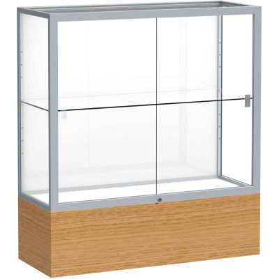 Reliant Counter Case, White Back, Satin Frame, Autumn Oak Base, 36"L x 40"H x 14"D