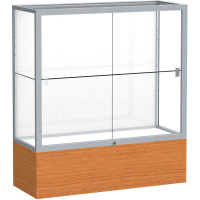 Reliant Counter Case, White Back, Satin Frame, Carmel Oak Base, 36"L x 40"H x 14"D