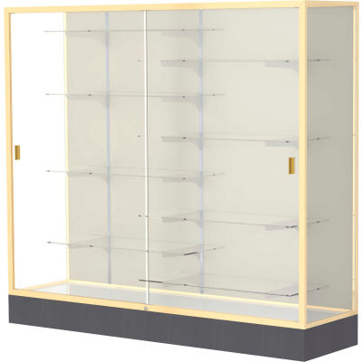 Colossus Floor Case, Plaque Back, Champagne Gold Frame, 72"L x 66"H x 20"D