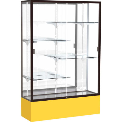 Spirit Display Case Golden Rod Base, Bronze Frame, Mirror Back 48"W x 16"D x 72"H