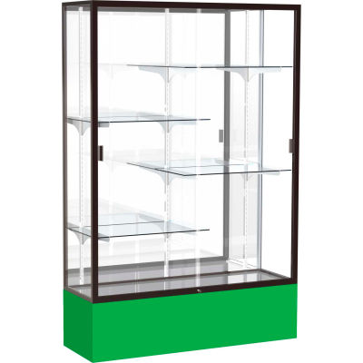 Spirit Display Case Kelly Green Base, Bronze Frame, Mirror Back 48"W x 16"D x 72"H