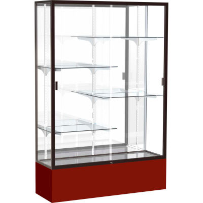 Spirit Display Case Maroon Base, Bronze Frame, Mirror Back 48"W x 16"D x 72"H