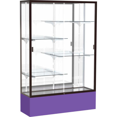 Spirit Display Case Purple Base, Bronze Frame, Mirror Back 48"W x 16"D x 72"H
