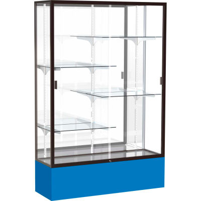 Spirit Display Case Royal Blue Base, Bronze Frame, Mirror Back 48"W x 16"D x 72"H