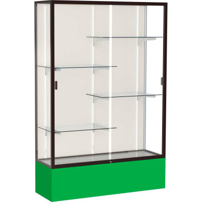 Spirit Display Case Kelly Green Base, Bronze Frame, Fabric Back 48"W x 16"D x 72"H