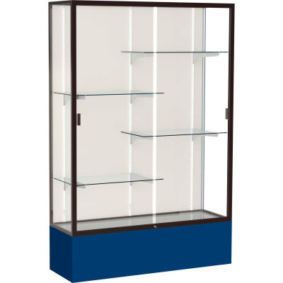 Spirit Display Case Navy Base, Bronze Frame, Fabric Back 48"W x 16"D x 72"H