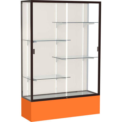 Spirit Display Case Orange Base, Bronze Frame, Fabric Back 48"W x 16"D x 72"H