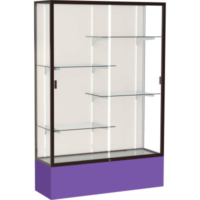 Spirit Display Case Purple Base, Bronze Frame, Fabric Back 48"W x 16"D x 72"H
