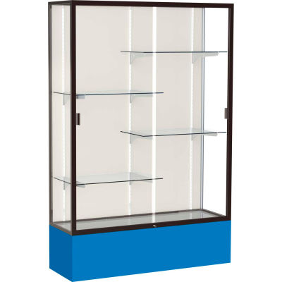 Spirit Display Case Royal Blue Base, Bronze Frame, Fabric Back 48"W x 16"D x 72"H