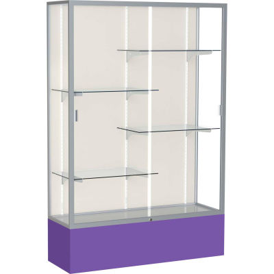 Spirit Display Case Purple Base, Satin Frame, Fabric Back 48"W x 16"D x 72"H
