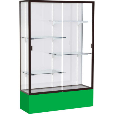 Spirit Display Case Kelly Green Base, Bronze Frame, White Back 48"W x 16"D x 72"H