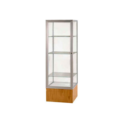 Keepsake Display Case Light Oak Vinyl Base, Satin Frame, Clear Back 24"W x 72"H