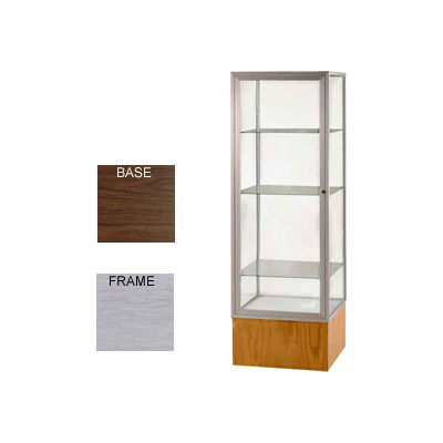 Keepsake Display Case Walnut Vinyl Base, Satin Frame, Clear Back 24"W x 72"H